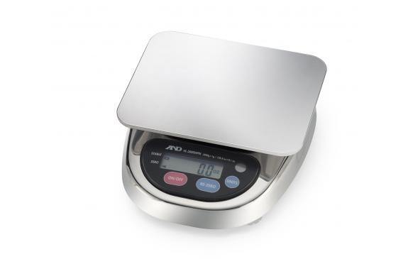 A&D Weighing HL-3000LWP Compact Washdown Scale, 3000g x 1g with Large Pan with Warranty