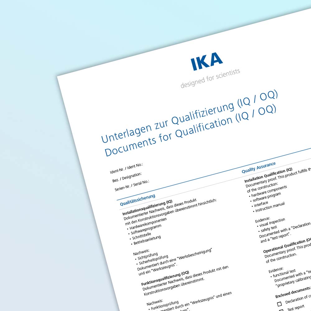 IKA 10006577 Documents for Qualification (IQ/ OQ) Lab