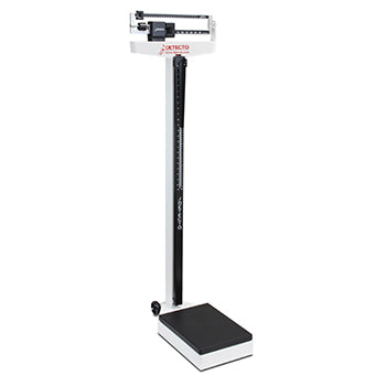 Detecto 2381 Physician's Scale, Weigh Beam, 200 kg X 100 g, Height Rod, Wheels