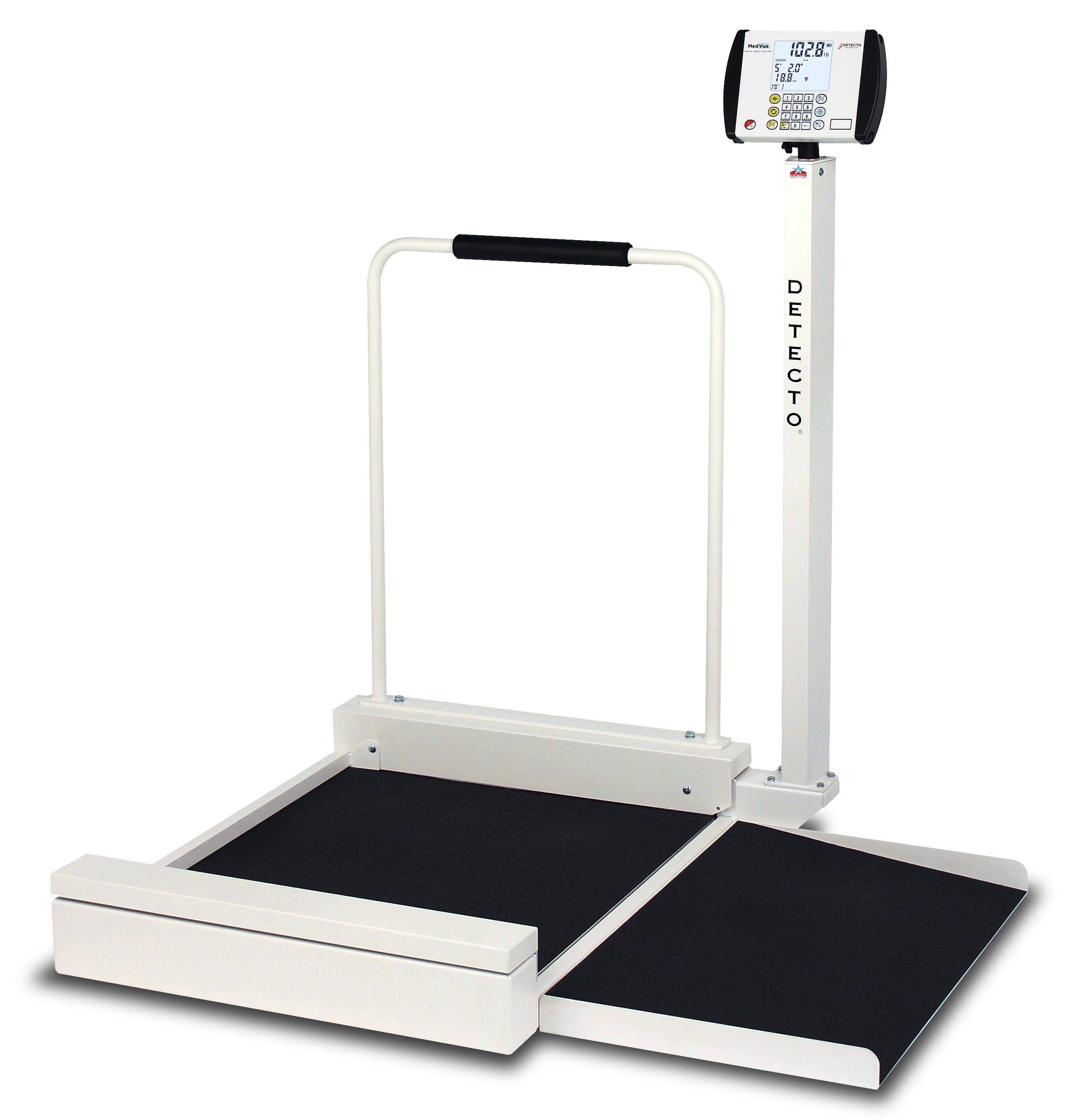 Detecto 6495-AC Wheelchair Scale, Stationary, Digital, 800 lb x .2 lb / 360 kg x .1 kg, AC Adapter Included