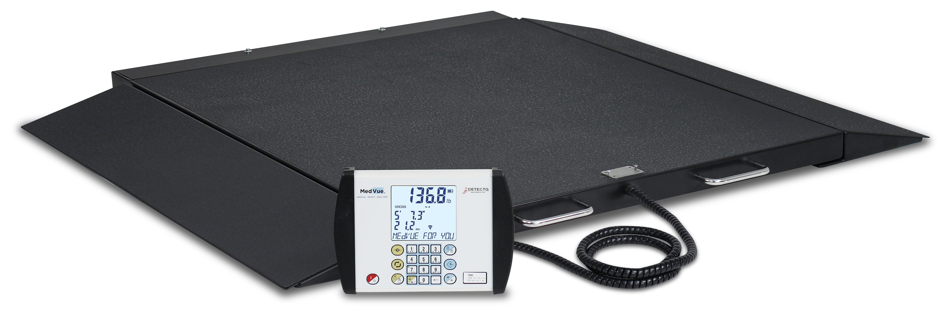 Detecto 6500 Wheelchair Scale, Portable, Digital, 1000 lb x .2 lb / 450 kg x .1 kg