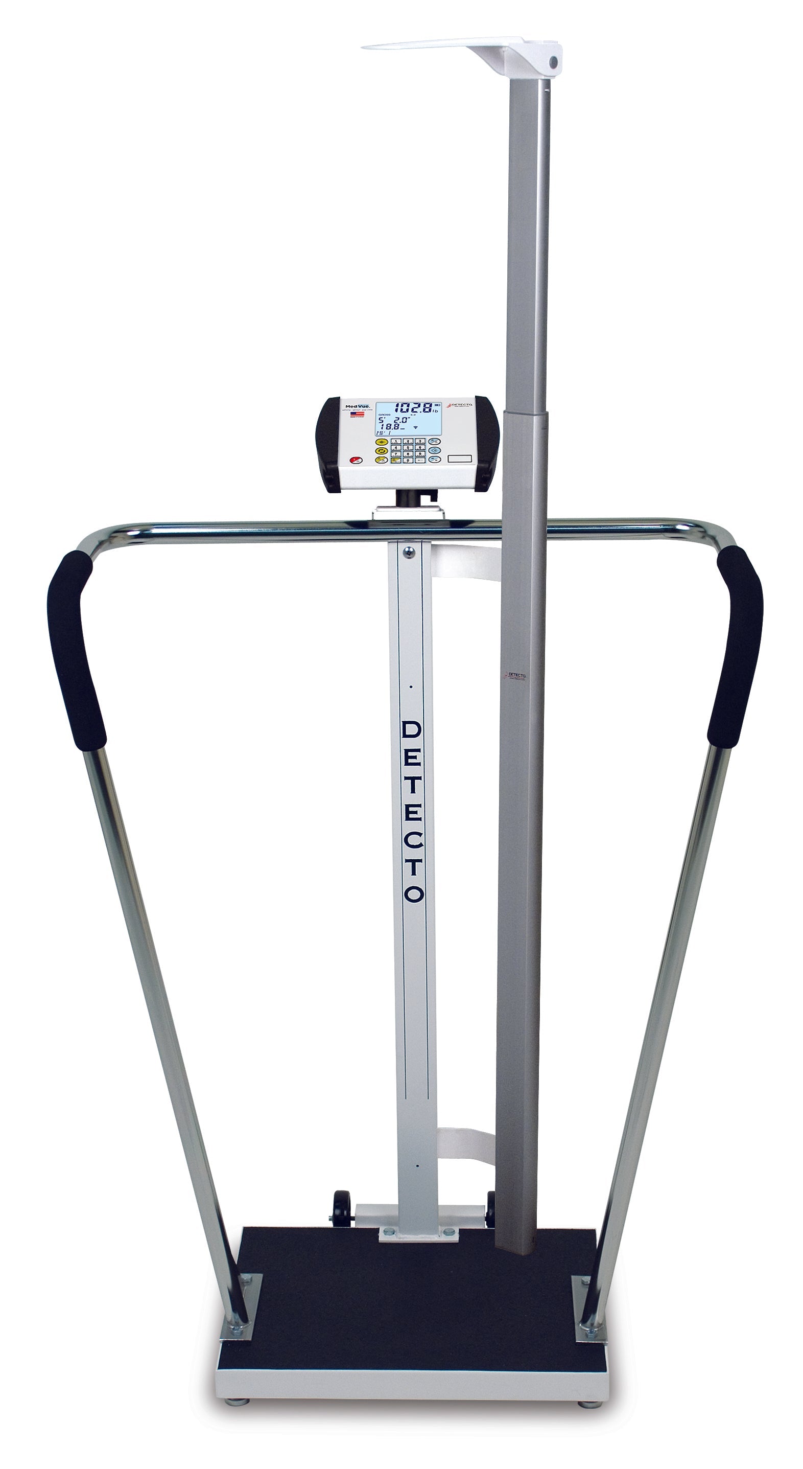 Detecto 6854DHR Bariatric Scale, Digital, 600 lb x .2 lb / 270 kg x .1 kg, 18" x 14" Platform, Digital Height Rod