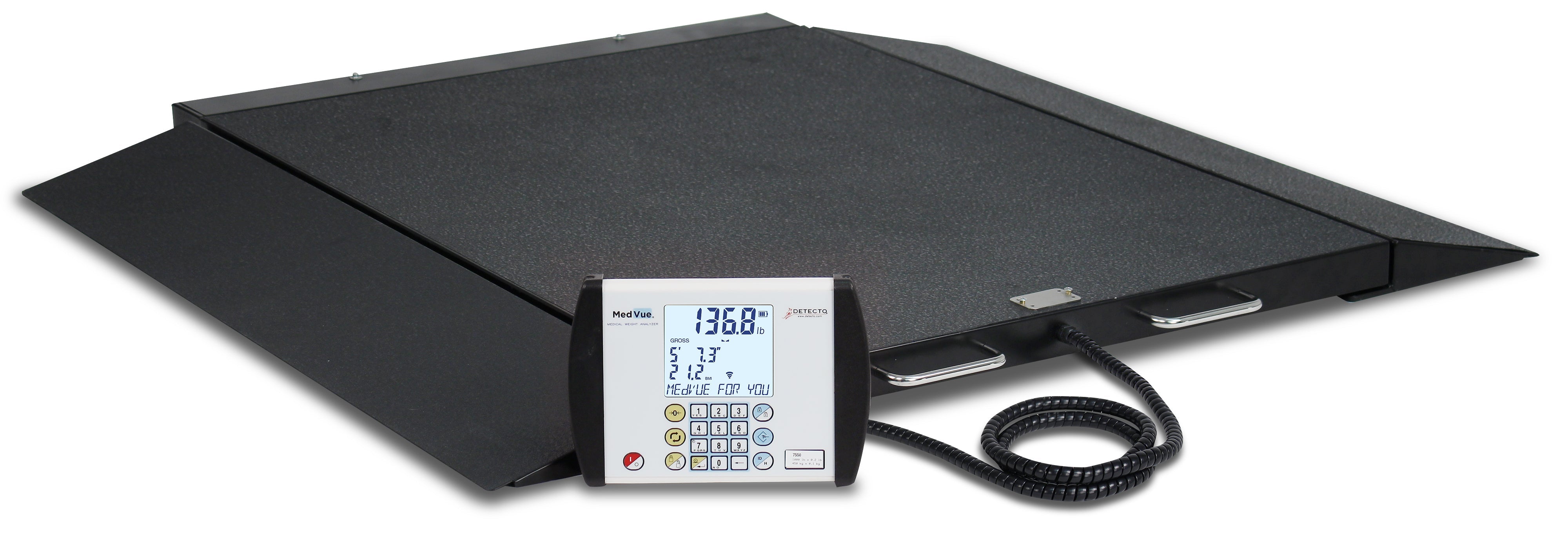 Detecto BRW1000 Wheelchair Scale, Portable, Digital, 1000 lb x .2 lb / 450 kg x .1 kg