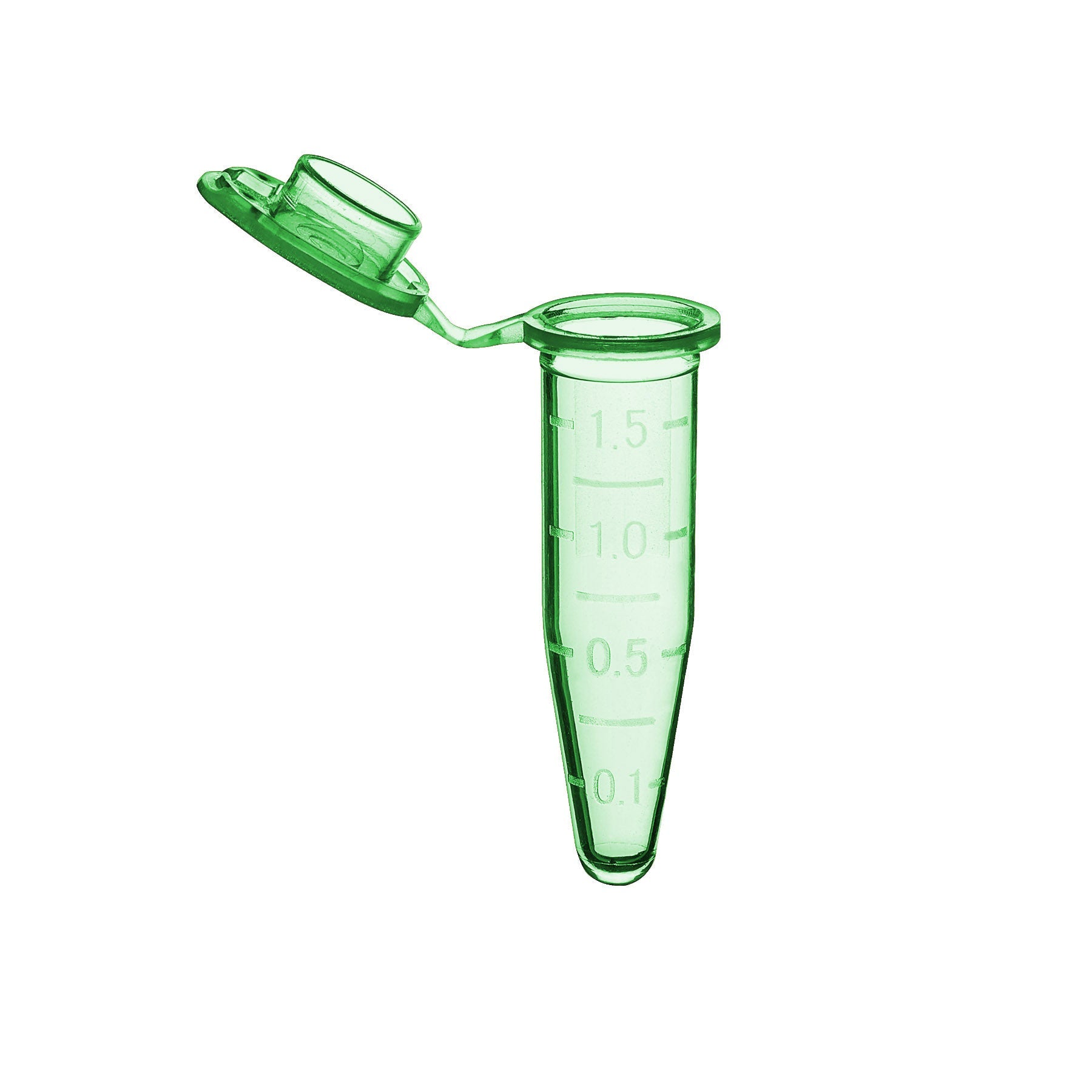 MTC Bio C2000-G, SureSeal Microcentrifuge Tube with Cap, 1.5ml, Green, Sterile, with Self-Standing Bag & Stop-Pops, 500/pk