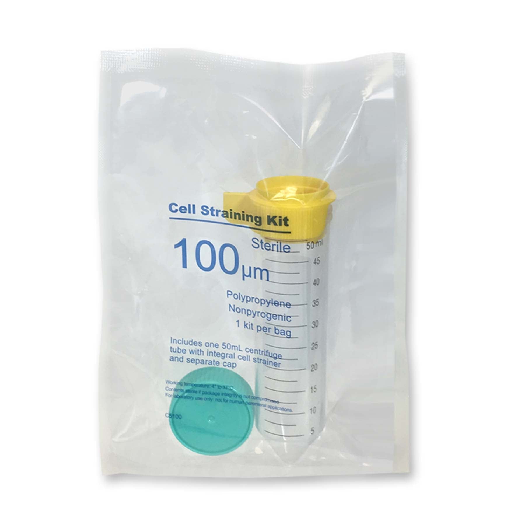 MTC Bio C5100, ReadyStrain 100µm Cell Straining Kit with Strainer, 50ml Tube And Screw-Cap, Yellow, 50/pk