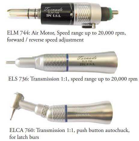 TPC Dental ELK-700-M4 Tornado Push Button Low Speed Handpiece Set