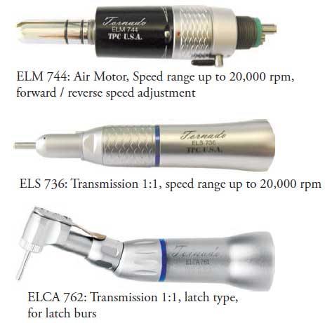 TPC Dental ELK-702-M4 Tornado Latch Type Low Speed Handpiece Set