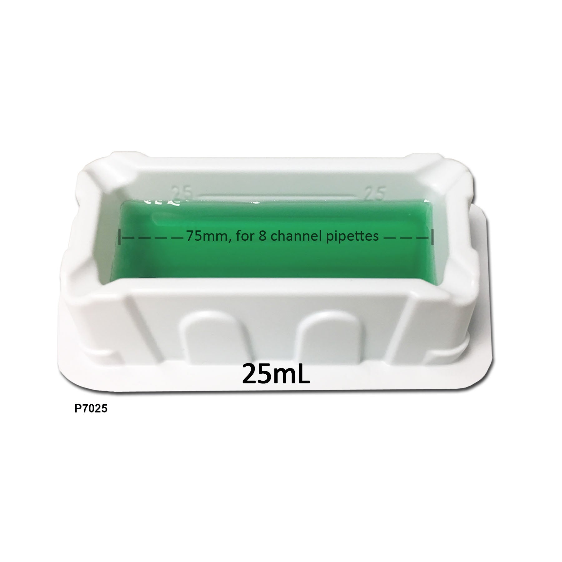 MTC Bio P7025-1S, Aspir-8 Solution Reservoir, 25ml, 8-Channel Only, Sterile, Individually Wrapped, 100/cs