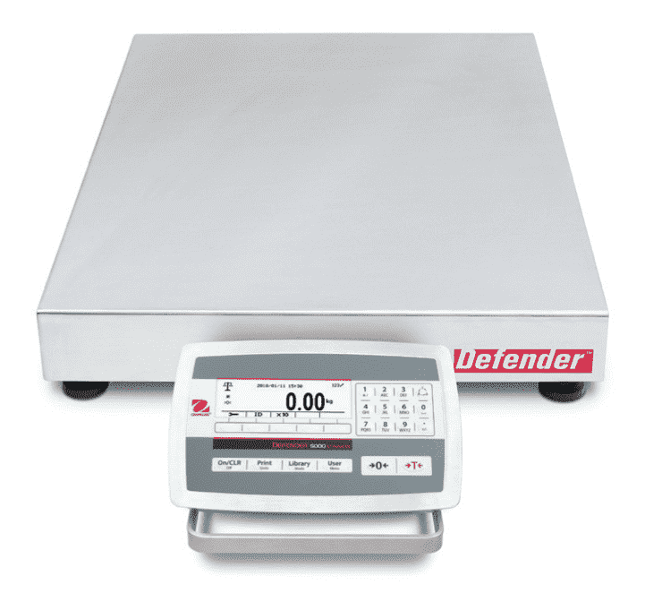 Ohaus D52XW125WTX5 Defender 5000 Low Profile Washdown Bench Scale, 250 x 0.01 lbs with Warranty