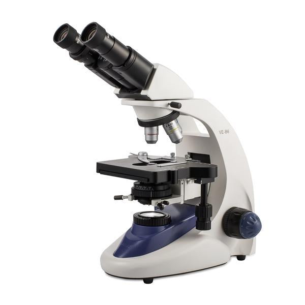 Velab VE-B6 Binocular Siedentopf Microscope, WF 10x/20mm with Rubber Eyecups and Diopter Adjustment on One Eyepiece
