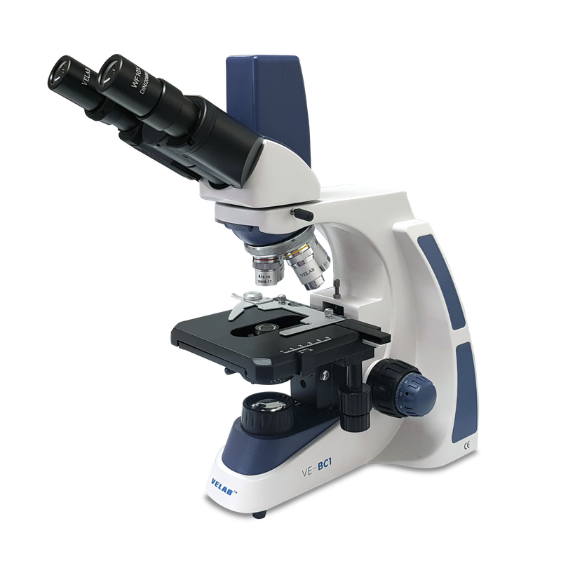 Velab VE-BC1 Binocular Microscope with Integrated 3.0 MP Digital Camera, WF 10x/18 mm with Diopter Adjustment on One Eyepiece