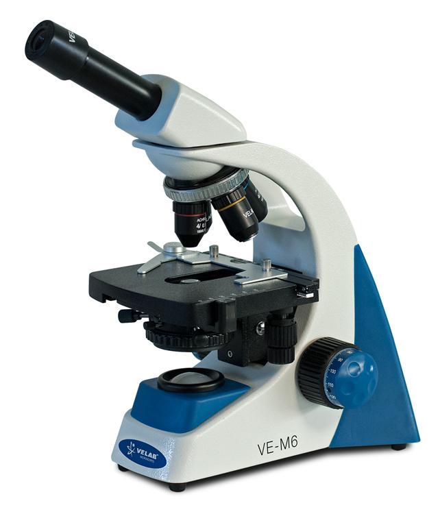 Velab VE-M6 Biological Monocular Microscope (Advanced), WF 10x/18 mm with Block Screw Eyepiece