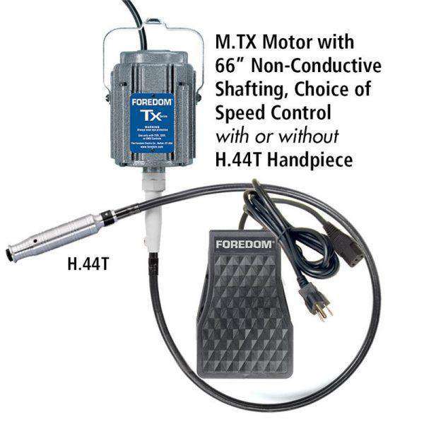 Foredom TX Hang-Up Motor with 66" Non-Conductive Shafting, Choices for Speed Control and Handpiece with Warranty